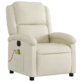 Fauteuil de massage inclinable électrique crème similicuir