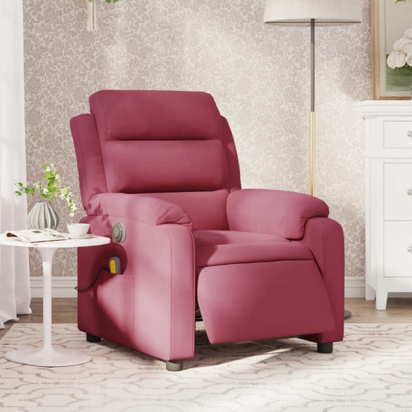 Fauteuil inclinable massage électrique rouge bordeaux velours