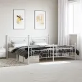 Cadre de lit métal avec tête de lit/pied de lit blanc 200x200cm
