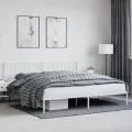 Cadre de lit métal avec tête de lit blanc 200x200 cm