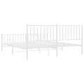 Cadre de lit métal avec tête de lit/pied de lit blanc 183x213cm
