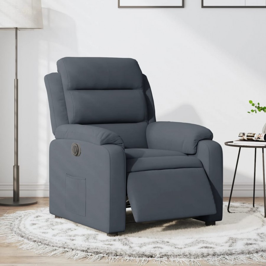 Fauteuil inclinable électrique Gris foncé Velours