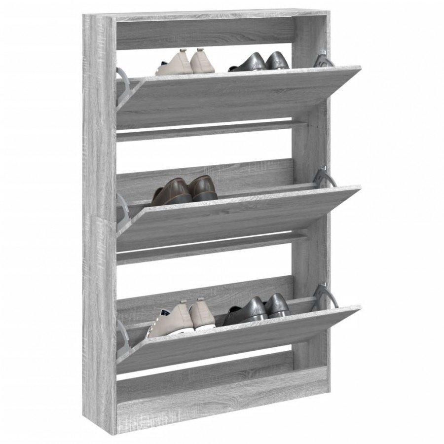 Meuble à chaussures sonoma gris 80x21x125,5cm bois d'ingénierie