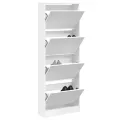 Armoire à chaussures blanc 60x21x163,5 cm bois d'ingénierie