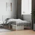 Cadre de lit métal avec tête de lit/pied de lit blanc 107x203cm
