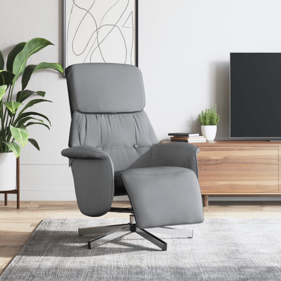 Fauteuil inclinable avec repose-pieds gris clair tissu