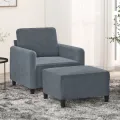Fauteuil avec repose-pied Gris foncé 60 cm Velours