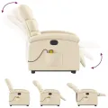 Fauteuil inclinable de massage électrique Crème Tissu