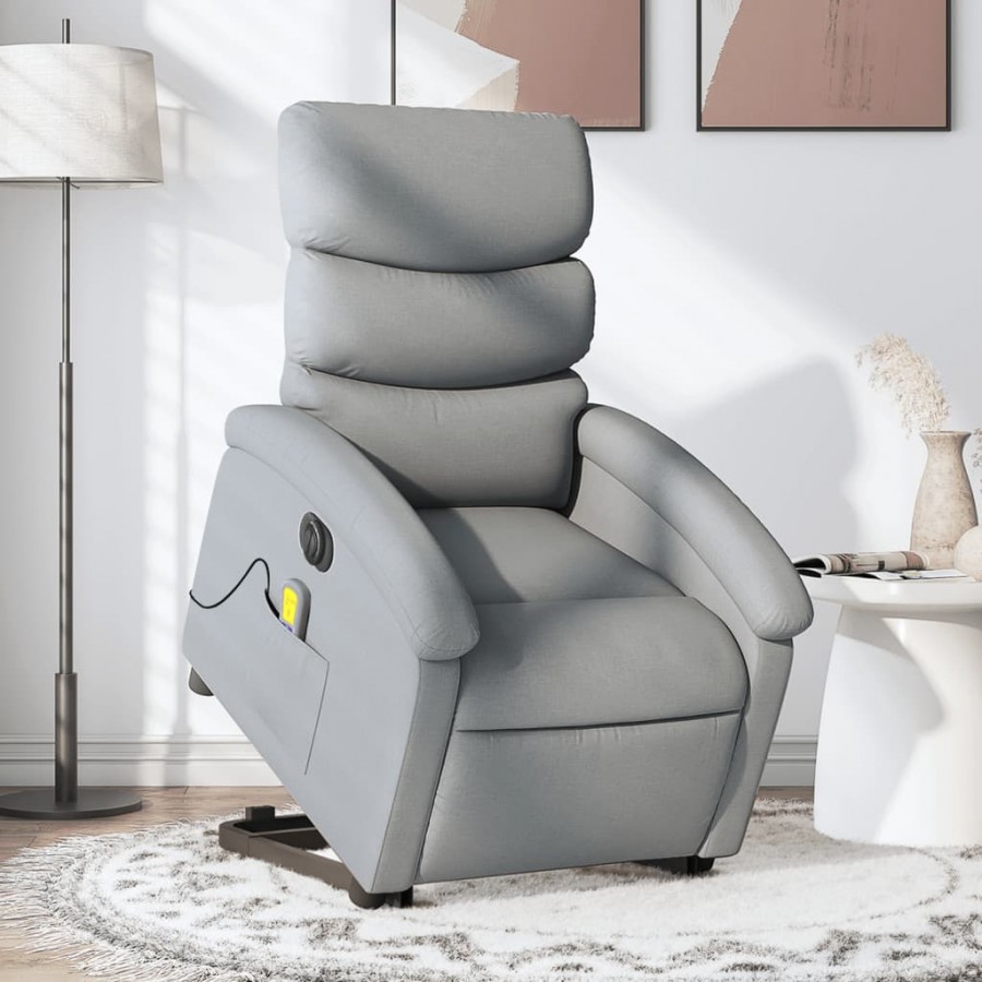 Fauteuil inclinable de massage électrique Gris clair Tissu