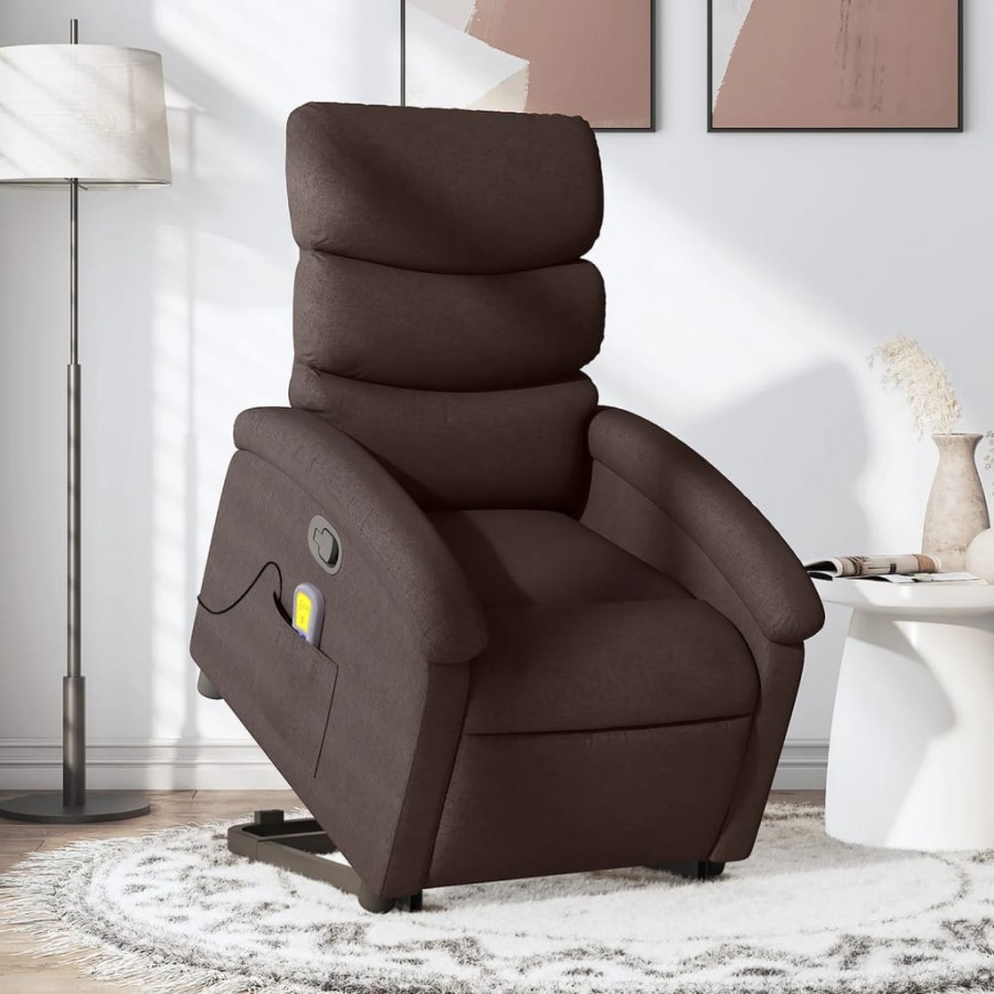 Fauteuil inclinable de massage Marron foncé Tissu