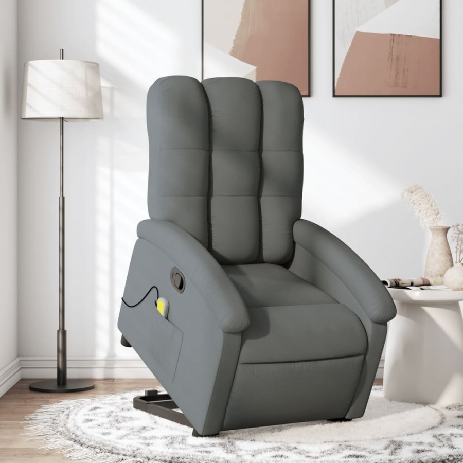 Fauteuil de massage inclinable Gris foncé Tissu