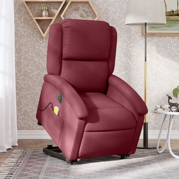 Fauteuil inclinable de massage électrique Rouge bordeaux Tissu