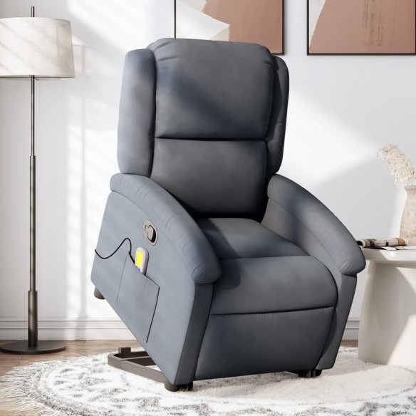 Fauteuil de massage inclinable Gris foncé Velours