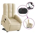 Fauteuil inclinable de massage Crème Tissu