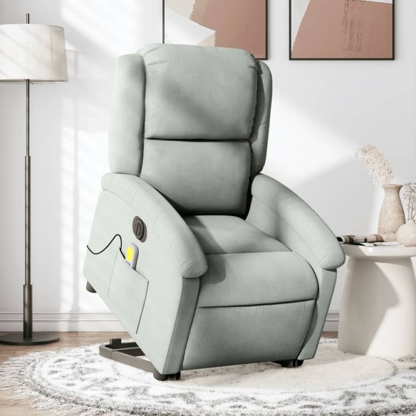 Fauteuil inclinable de massage électrique gris clair velours