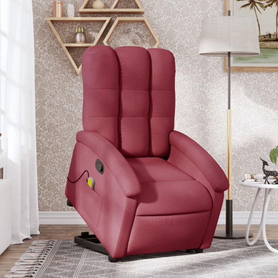 Fauteuil inclinable de massage Rouge bordeaux Tissu