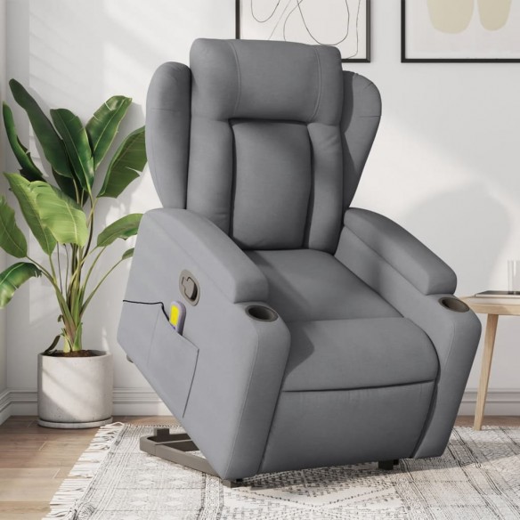 Fauteuil de massage inclinable Gris clair Tissu