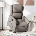 Fauteuil inclinable de massage électrique Taupe Tissu