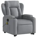 Fauteuil inclinable de massage électrique Gris clair Tissu