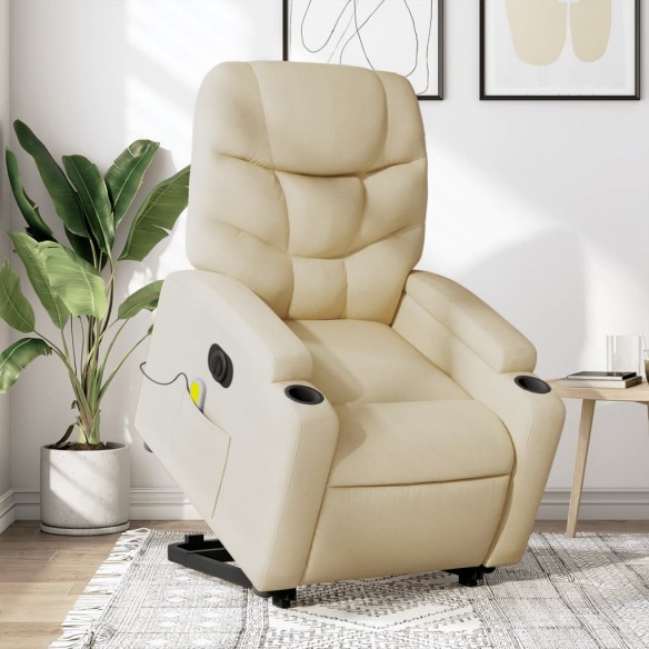 Fauteuil inclinable de massage électrique Crème Tissu