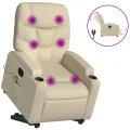 Fauteuil inclinable de massage électrique Crème Tissu