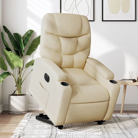 Fauteuil inclinable électrique crème tissu