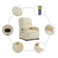 Fauteuil inclinable de massage Crème Tissu