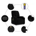Fauteuil inclinable de massage électrique Noir Tissu