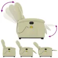 Fauteuil inclinable de massage électrique crème cuir véritable