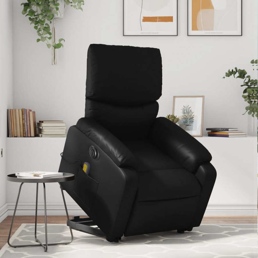 Fauteuil inclinable de massage électrique noir similicuir