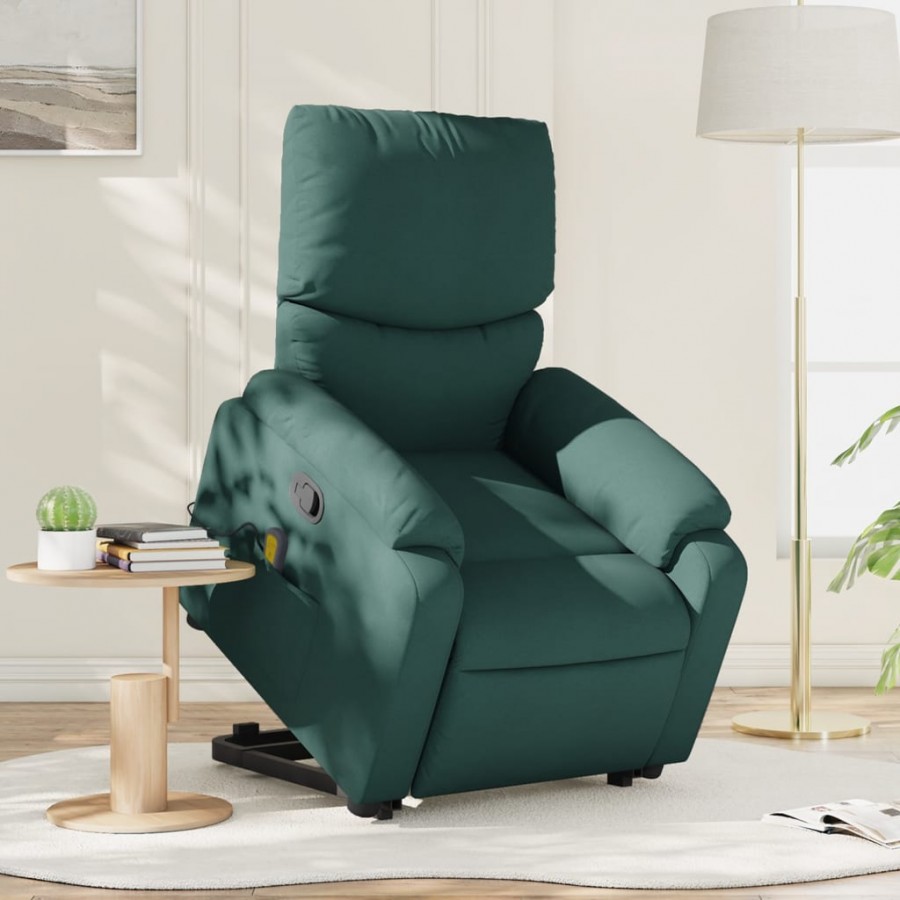 Fauteuil inclinable de massage Vert foncé Tissu