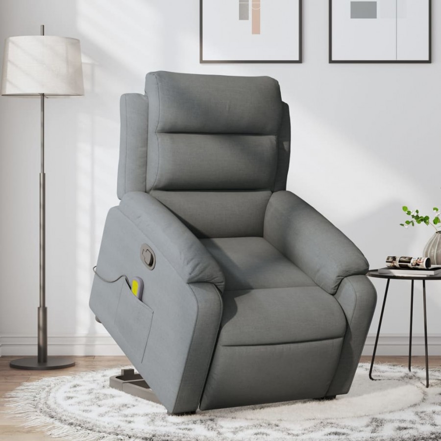 Fauteuil de massage inclinable Gris foncé Tissu