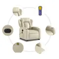 Fauteuil inclinable de massage électrique crème similicuir