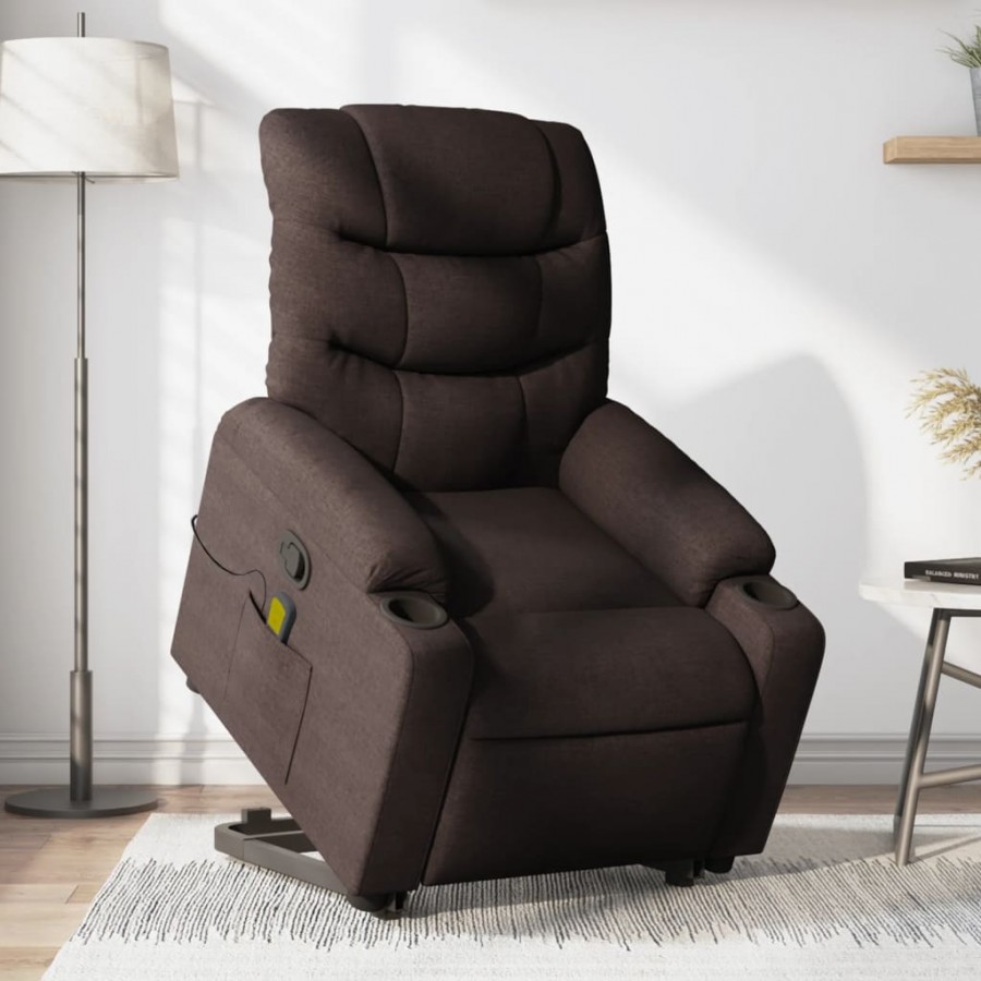 Fauteuil inclinable de massage Marron foncé Tissu