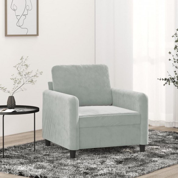 Fauteuil Gris clair 60 cm Velours