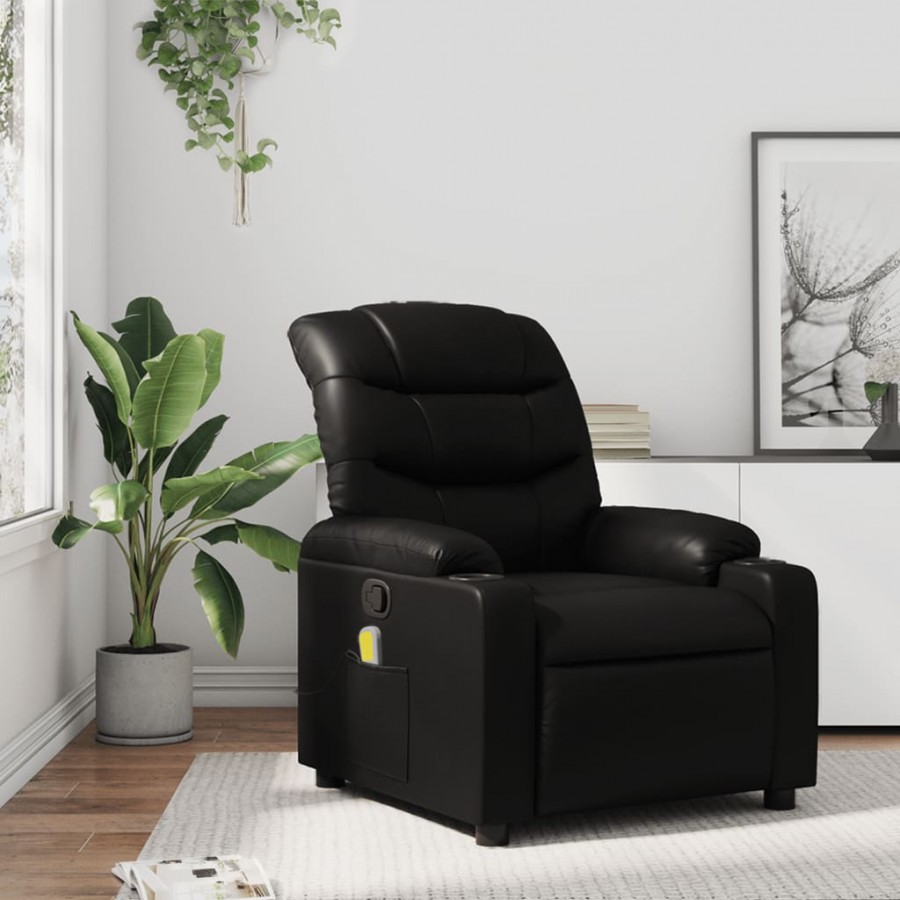 Fauteuil de massage inclinable Noir Similicuir