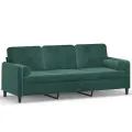 Canapé 3 places avec oreillers vert foncé 180 cm velours