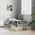 Cadre de lit métal avec tête de lit/pied de lit blanc 75x190 cm