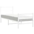 Cadre de lit métal avec tête de lit/pied de lit blanc 75x190 cm