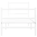 Cadre de lit métal avec tête de lit/pied de lit blanc 75x190 cm