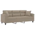 Canapé 3 places avec oreillers taupe 180 cm tissu microfibre