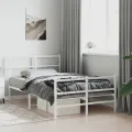 Cadre de lit métal avec tête de lit/pied de lit blanc 120x190cm