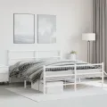 Cadre de lit métal avec tête de lit/pied de lit blanc 150x200cm