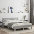 Cadre de lit avec tête de lit et LED sonoma gris 150x200 cm