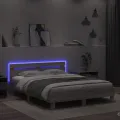 Cadre de lit avec tête de lit et LED sonoma gris 150x200 cm