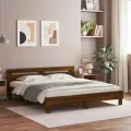 Cadre de lit avec tête de lit et LED chêne marron 180x200 cm