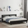 Cadre de lit avec tête de lit et LED noir 160x200 cm