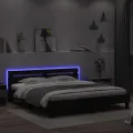 Cadre de lit avec tête de lit et LED noir 160x200 cm