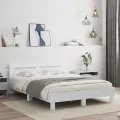 Cadre de lit avec tête de lit blanc 140x190cm bois d'ingénierie