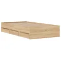 Cadre de lit et tiroirs chêne sonoma 100x200 cm bois ingénierie